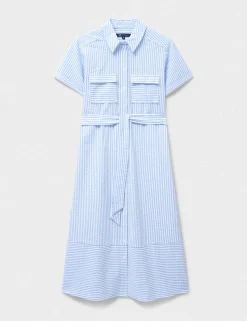 Pure Cotton Striped Midi Shirt Dress