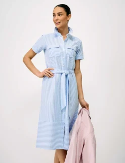 Pure Cotton Striped Midi Shirt Dress