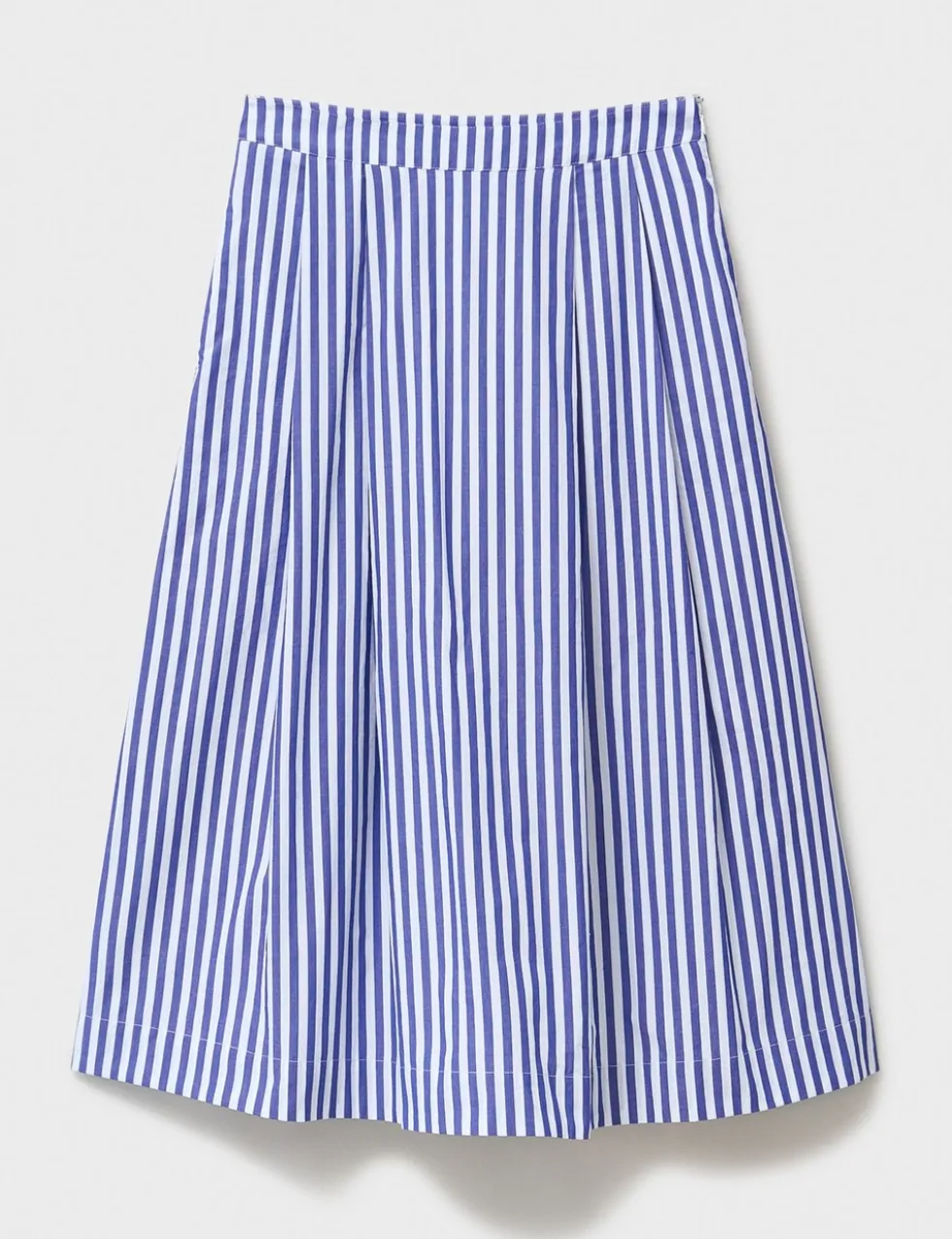 Pure Cotton Striped Midi A-Line Skirt