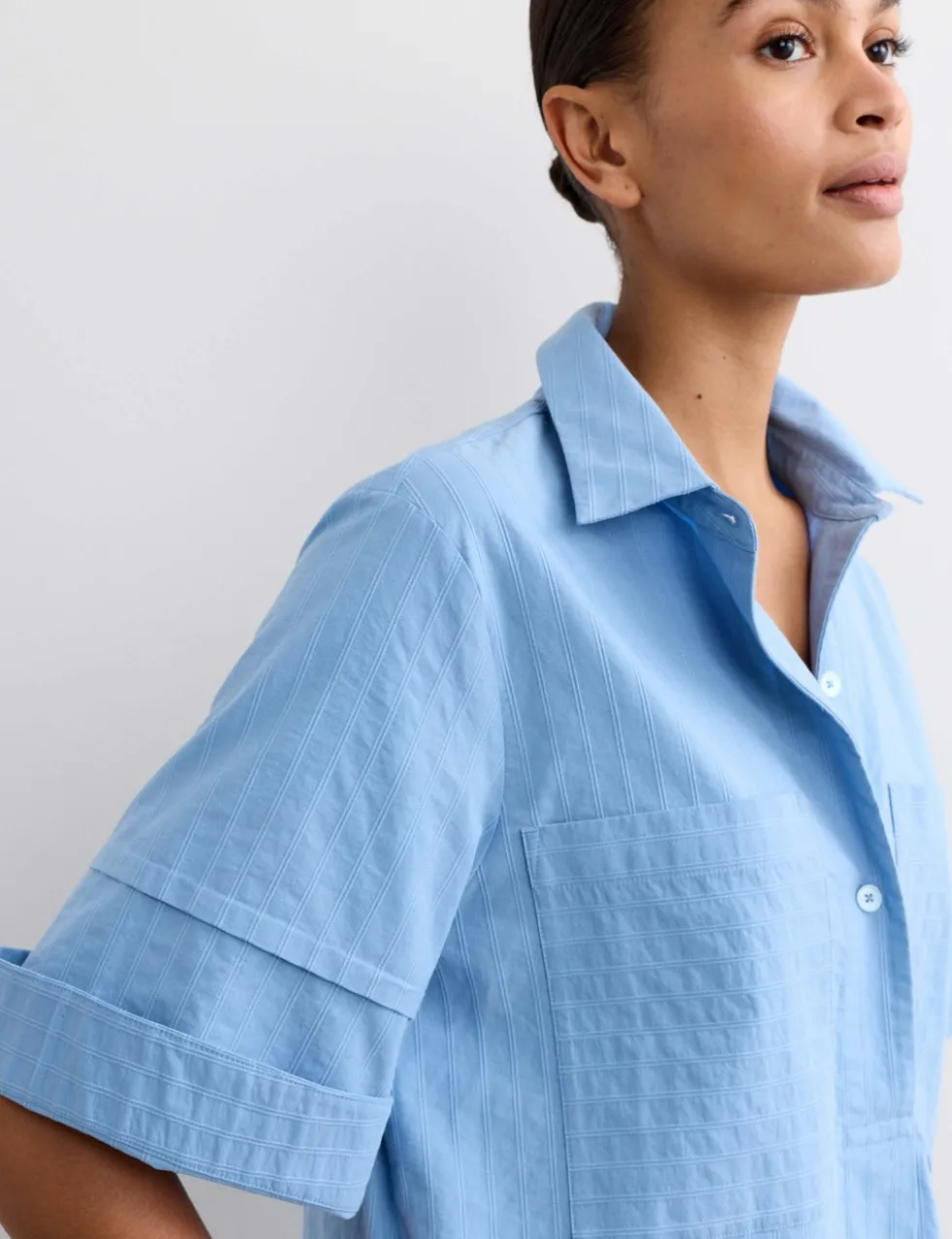 Pure Cotton Striped Midi Shirt Dress