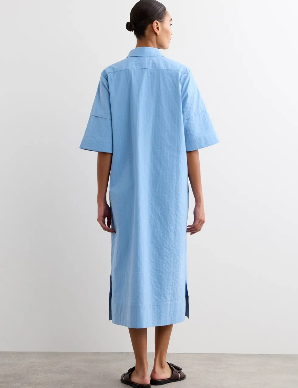 Pure Cotton Striped Midi Shirt Dress