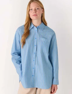 Pure Cotton Striped Oversized Shirt