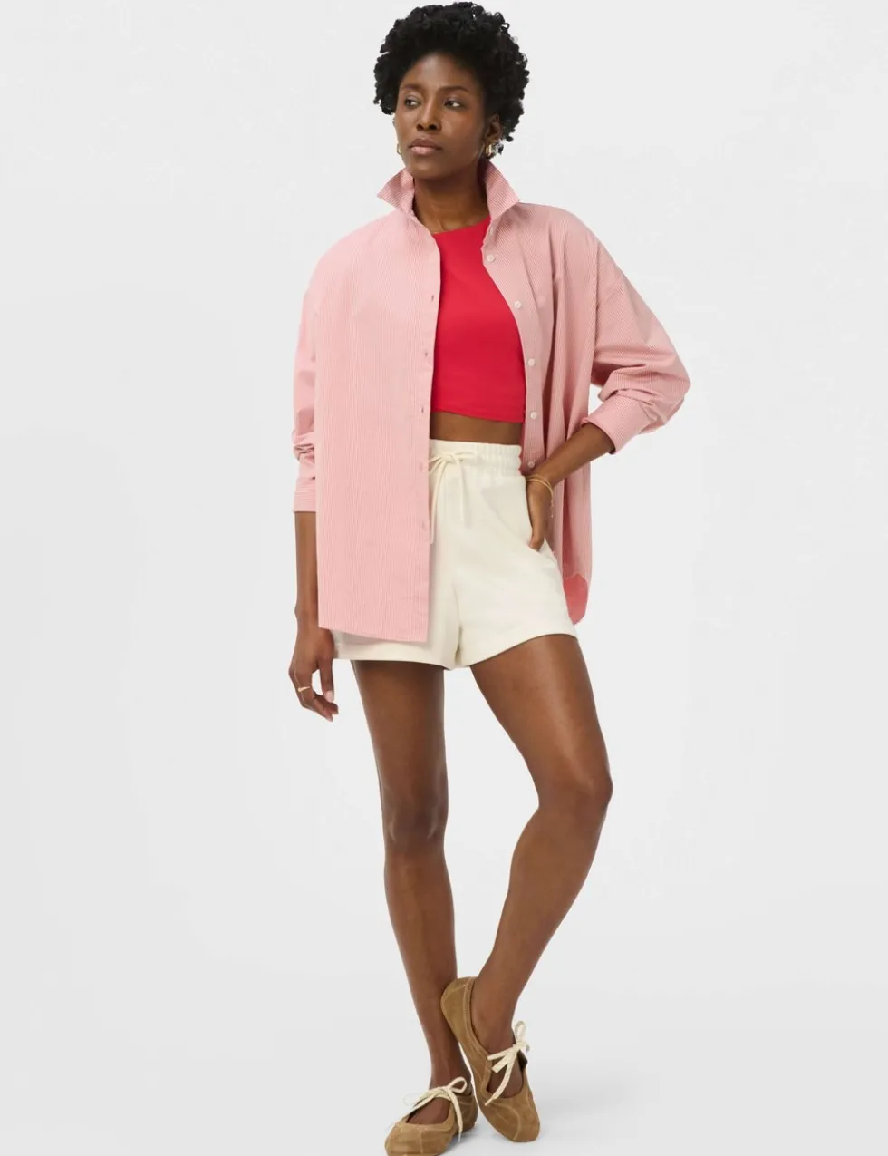 Pure Cotton Striped Oversized Shirt