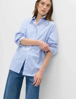 Pure Cotton Striped Oversized Shirt