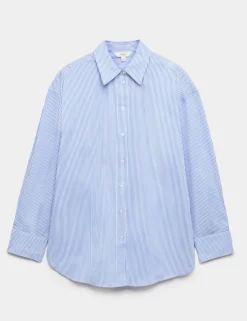 Pure Cotton Striped Oversized Shirt