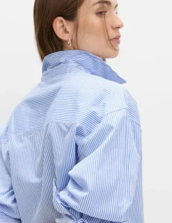 Pure Cotton Striped Oversized Shirt