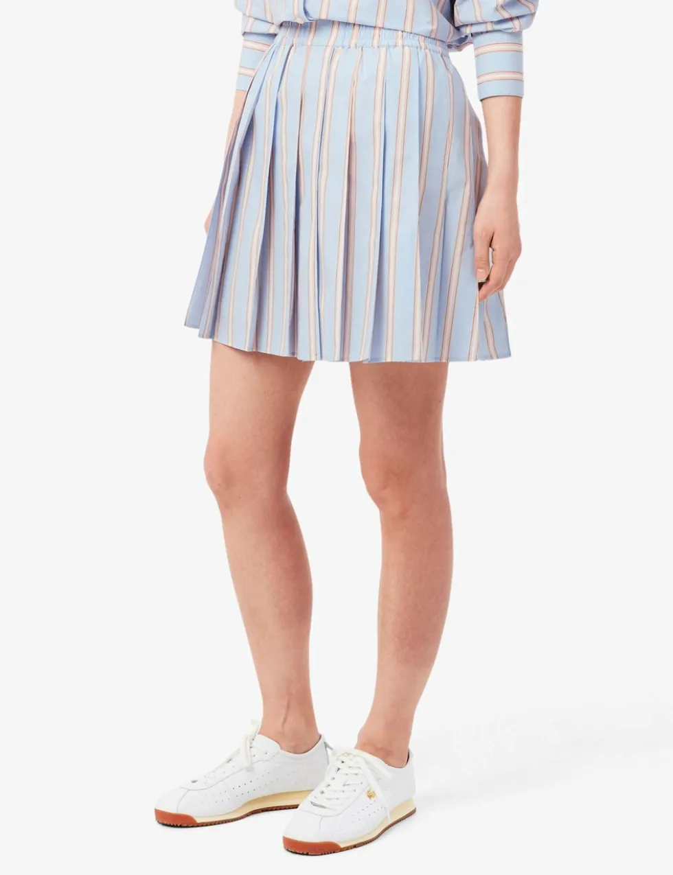 Pure Cotton Striped Pleated Mini Skirt