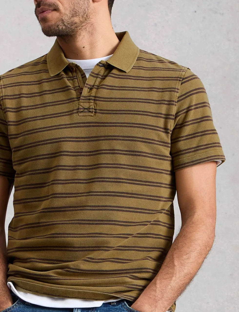 Pure Cotton Striped Polo Shirt