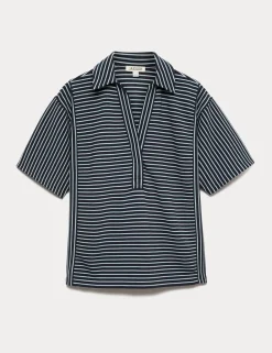 Pure Cotton Striped Polo Top