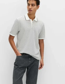 Pure Cotton Striped Polo Shirt