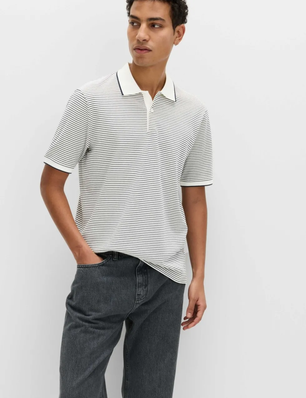 Pure Cotton Striped Polo Shirt