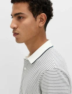 Pure Cotton Striped Polo Shirt