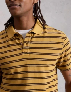 Pure Cotton Striped Polo Shirt