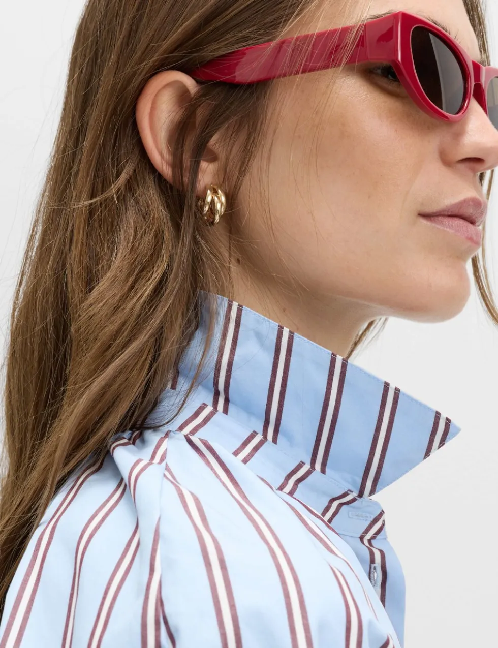 Pure Cotton Striped Puff Sleeve Shirt