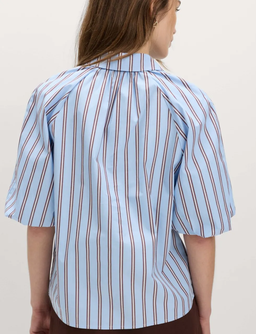 Pure Cotton Striped Puff Sleeve Shirt