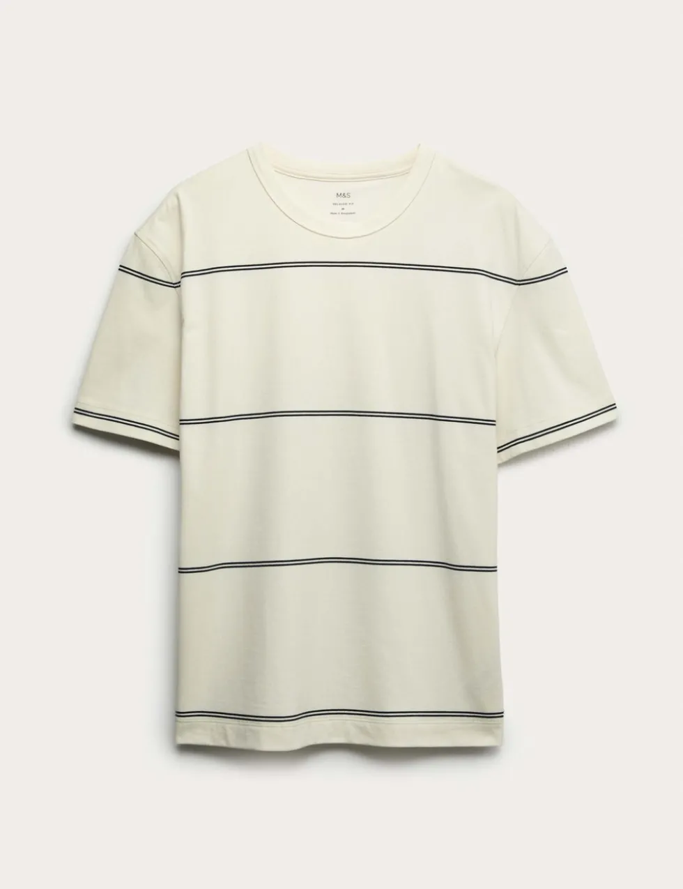 Pure Cotton Striped Relaxed Crew Neck T-Shirt
