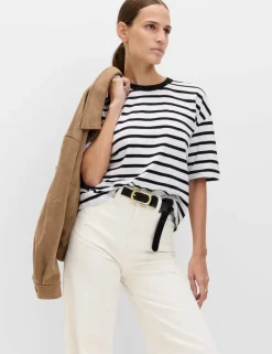 Pure Cotton Striped Relaxed Boxy T-Shirt