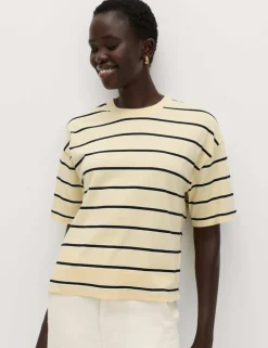 Pure Cotton Striped Relaxed Boxy T-Shirt
