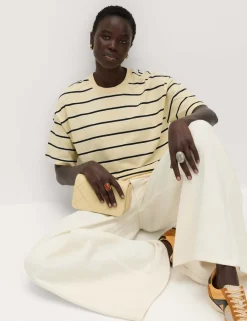 Pure Cotton Striped Relaxed Boxy T-Shirt