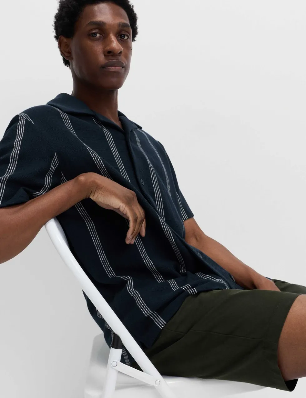 Pure Cotton Striped Revere Polo Shirt