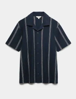 Pure Cotton Striped Revere Polo Shirt