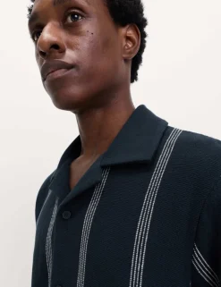 Pure Cotton Striped Revere Polo Shirt