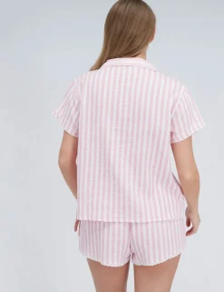 Pure Cotton Striped Revere Shortie Set