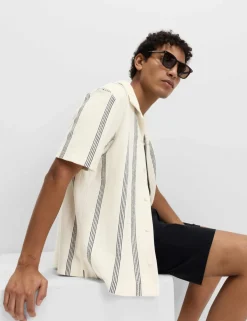 Pure Cotton Striped Revere Polo Shirt