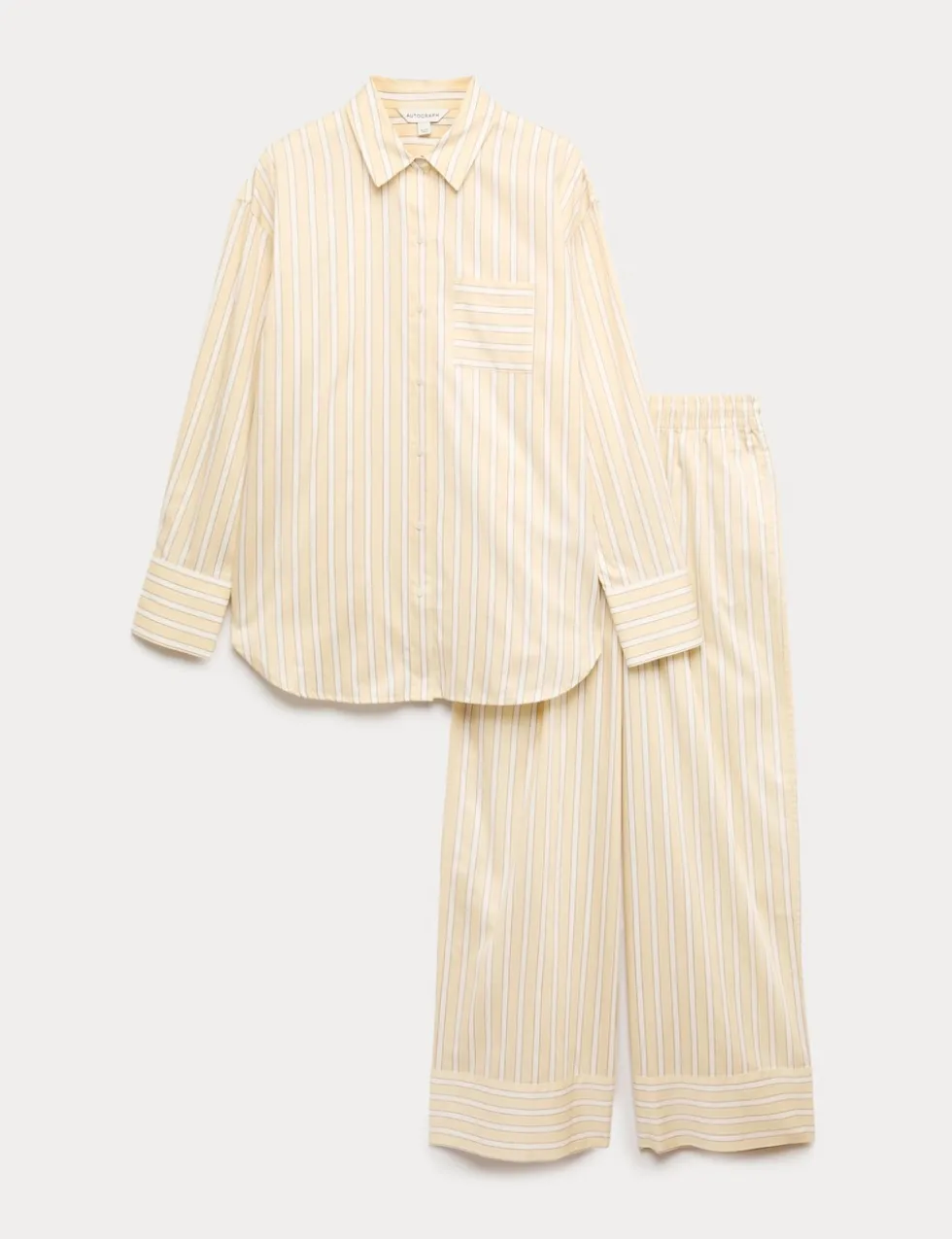Pure Cotton Striped Revere Pyjama Set