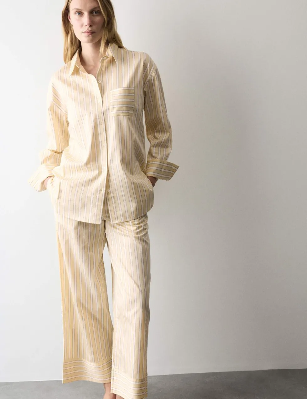 Pure Cotton Striped Revere Pyjama Set