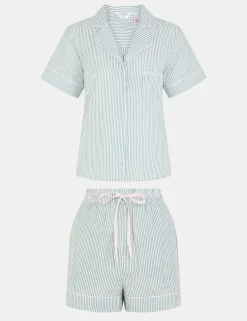 Pure Cotton Striped Revere Short Pyjama Set