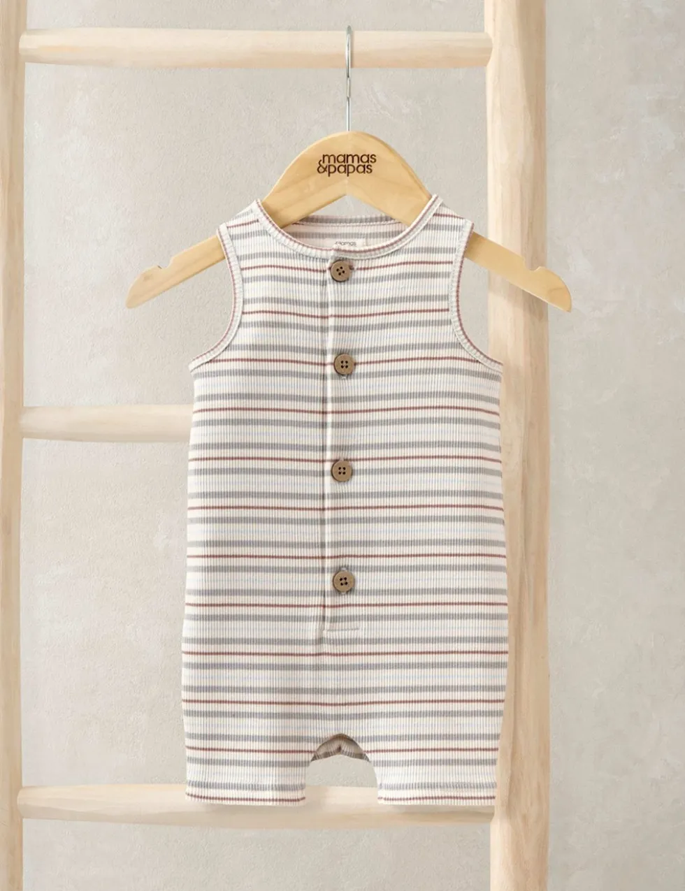 Pure Cotton Striped Ribbed Romper (0-12 Months)