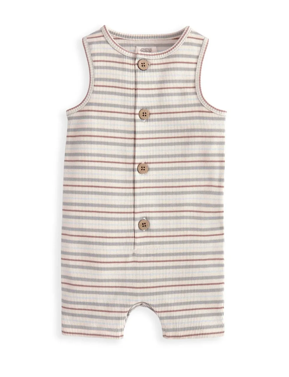 Pure Cotton Striped Ribbed Romper (0-12 Months)