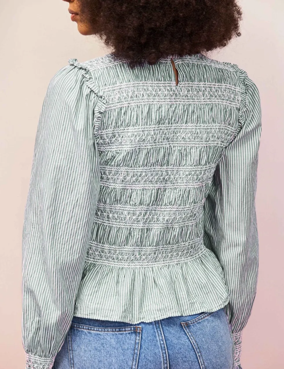 Pure Cotton Striped Round Neck Blouse