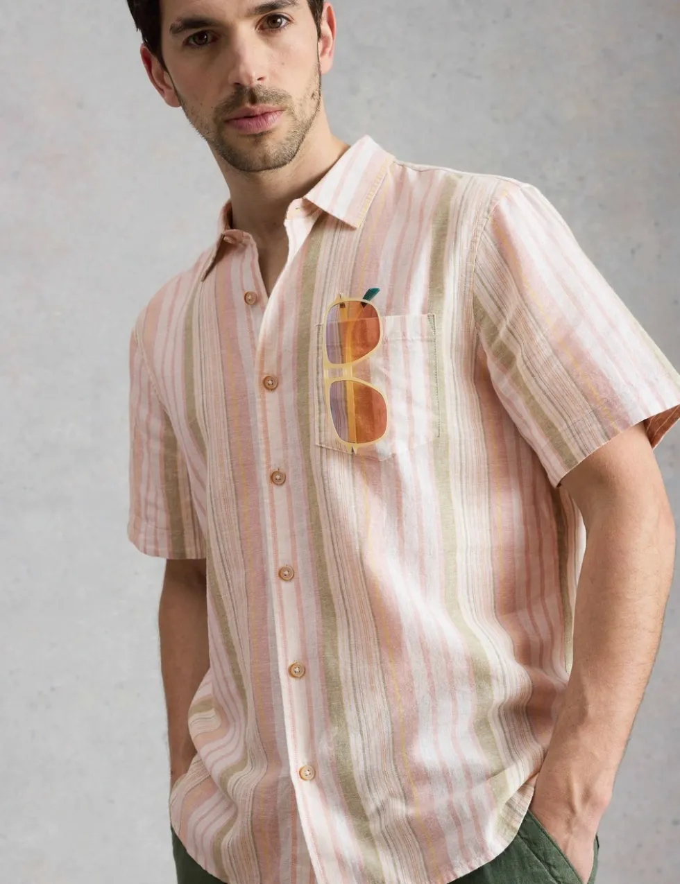 Pure Cotton Striped Short Sleeve Shirt