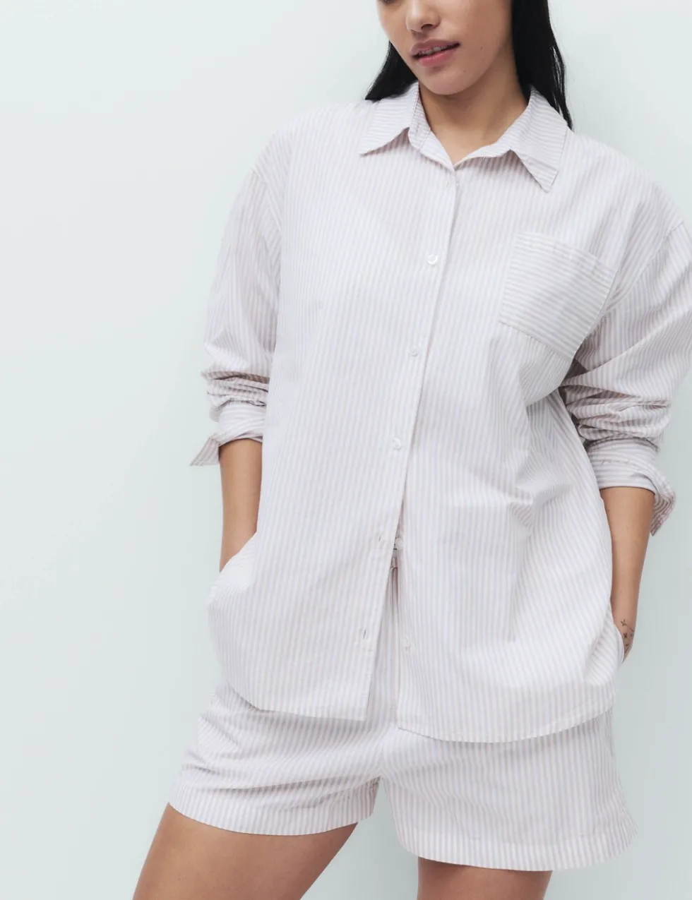 Pure Cotton Striped Shortie Set