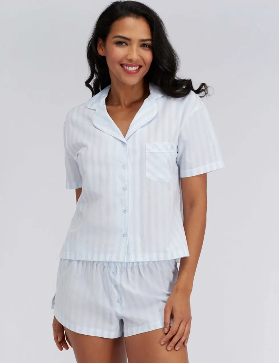 Pure Cotton Striped Shortie Set