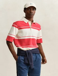 Pure Cotton Striped Short Sleeve Rugby Shirt