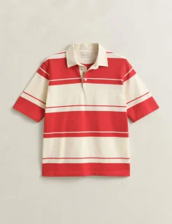 Pure Cotton Striped Short Sleeve Rugby Shirt