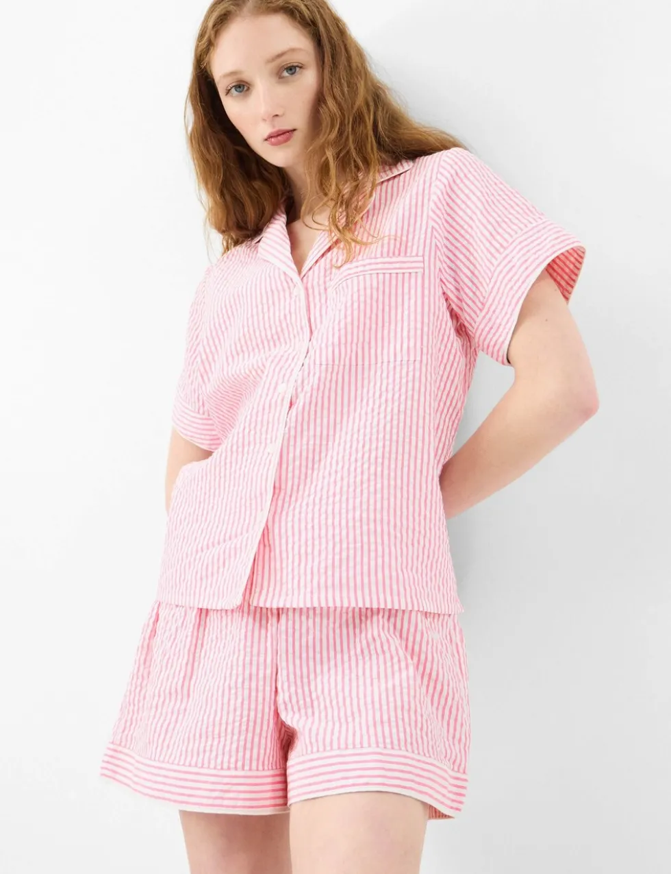 Pure Cotton Striped Shortie Set