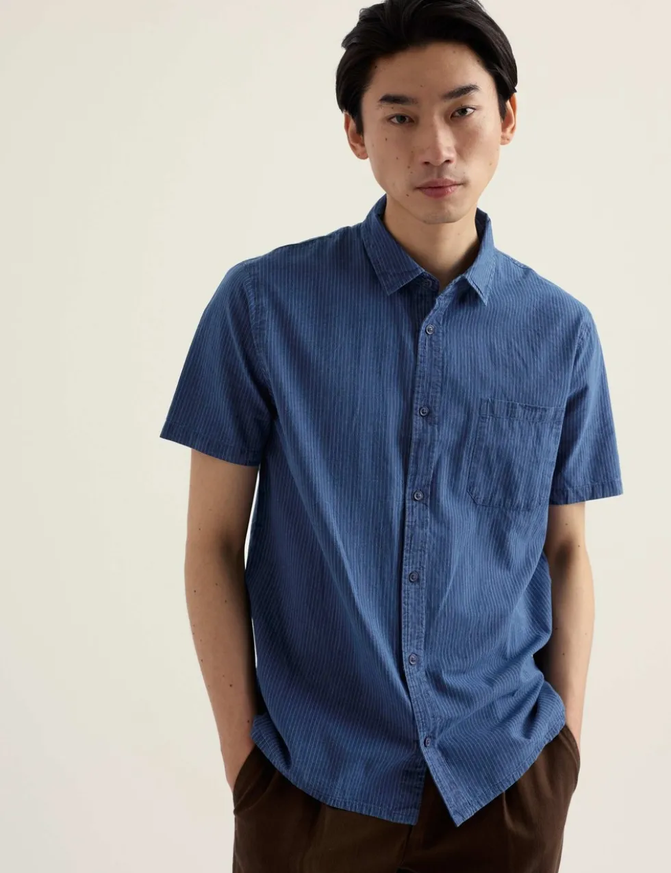 Pure Cotton Striped Short Sleeve Shirt