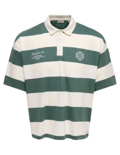 Pure Cotton Striped Short Sleeve Rugby Shirt