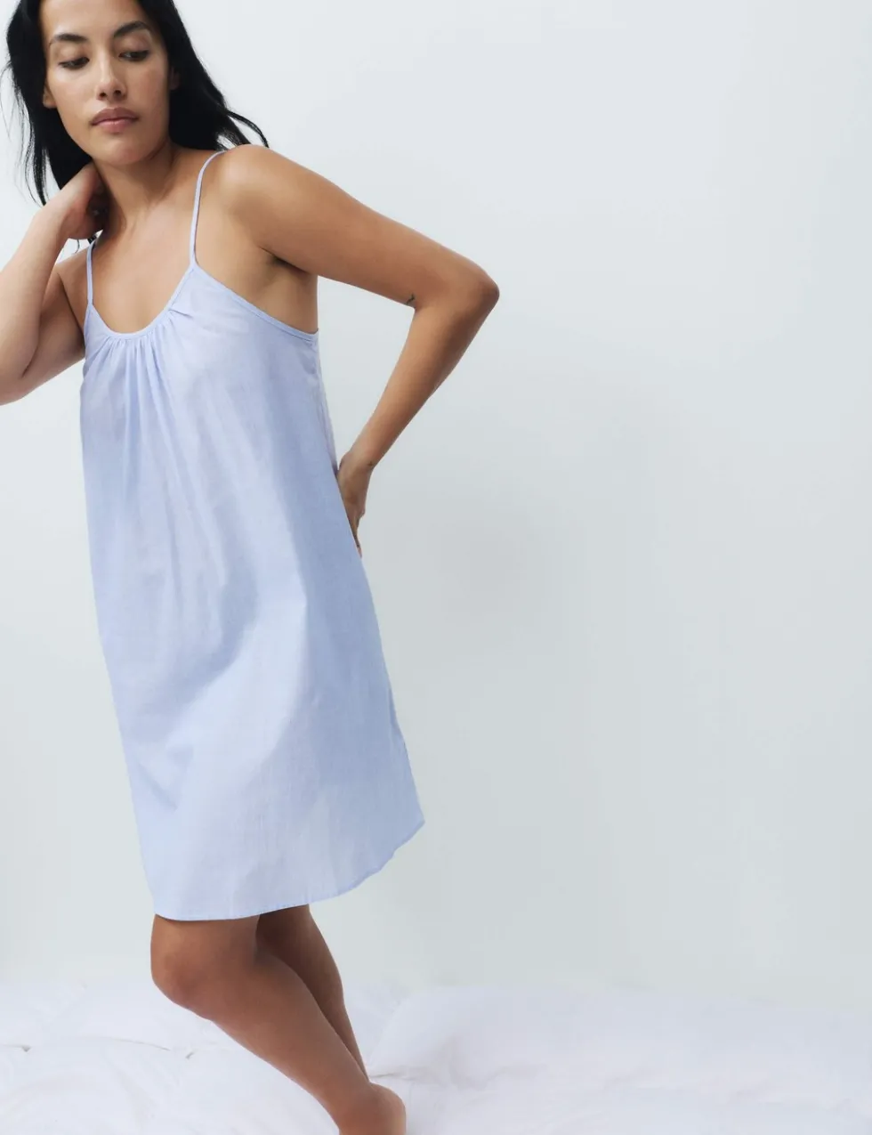 Pure Cotton Striped Short Chemise