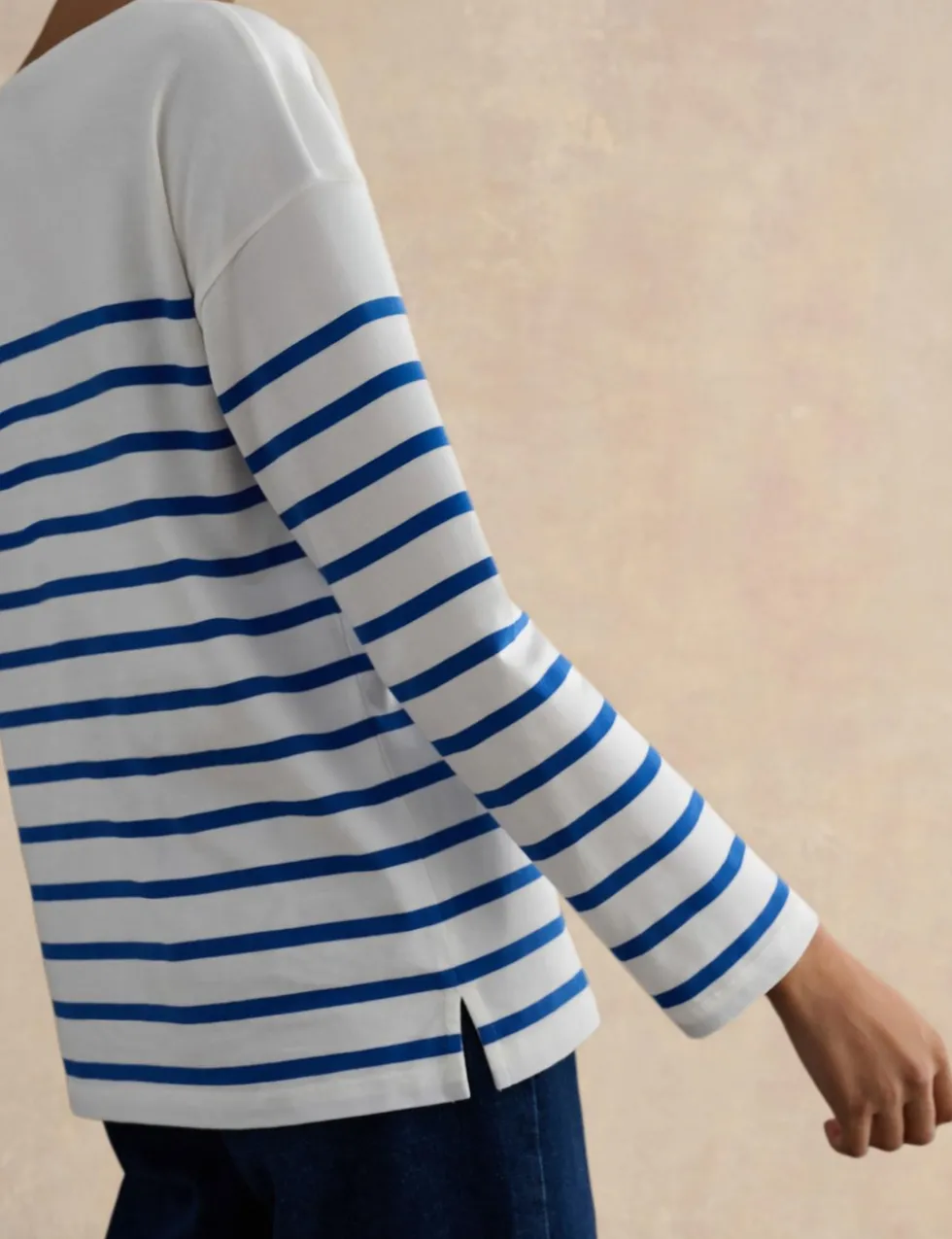 Pure Cotton Striped Slash Neck Top