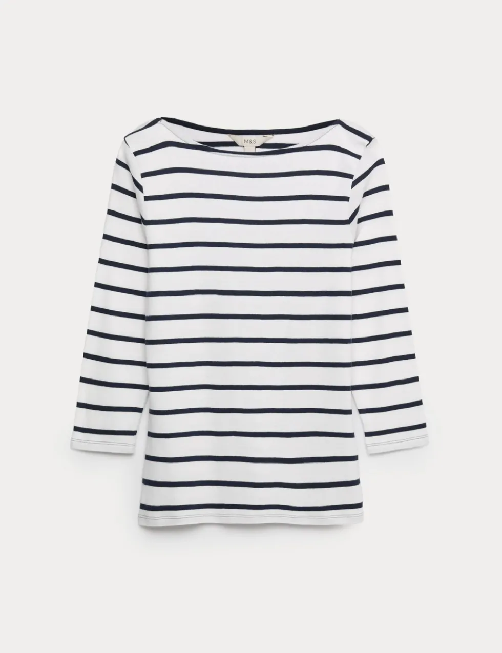 Pure Cotton Striped Slash Neck Slim Fit Top