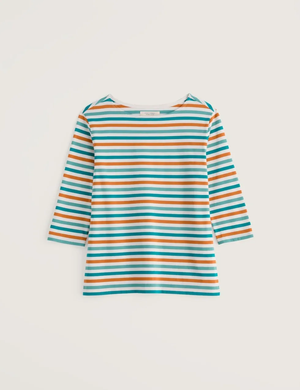 Pure Cotton Striped Slash Neck Top