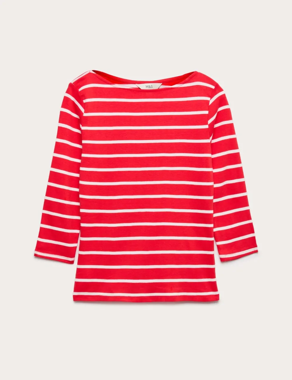 Pure Cotton Striped Slash Neck Slim Fit Top
