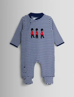 Pure Cotton Striped Soldier Zip Sleepsuit (7lbs-18 Mths)
