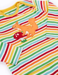 Pure Cotton Striped Squirrel Sleepsuit (0-18 Mths)