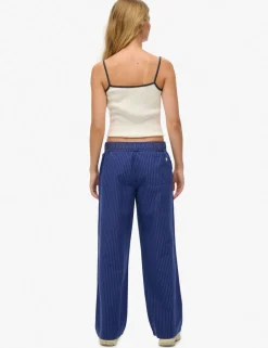 Pure Cotton Striped Straight Leg Trousers